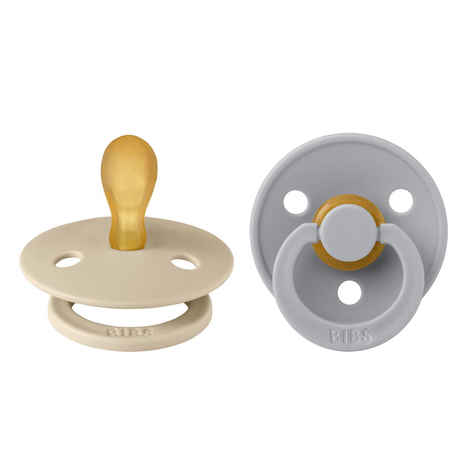 BIBS Symmetrical Latex Pacifier 2 Pack in Vanilla and Cloud colourway