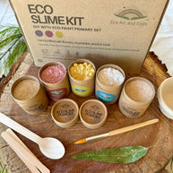 DIY eco slime kit with compostable packaging and botanical pigments