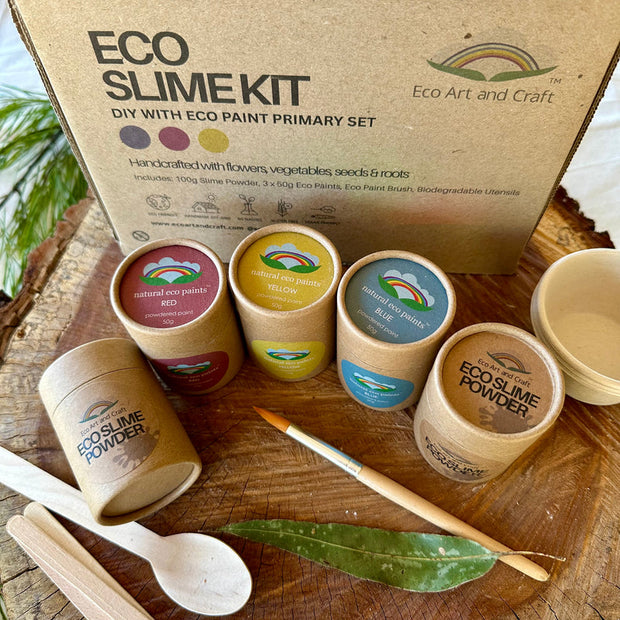 Eco Art and Craft Eco Slime Kit with natural plant-based powders and primary colours