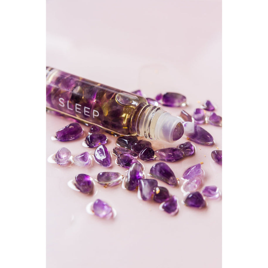 Summer Salt Body Sleep Roller with Amethyst crystal and 24k gold