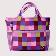 Insulated drawstring lunch bag with front zip pocket