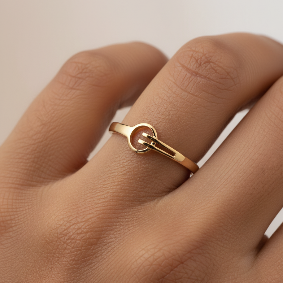 EVER Jump Stop Ring slim gold stacking band