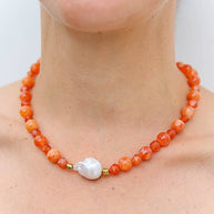 Kingston Jewellery Sunset Quartz Keshi Pearl Necklace handmade in Australia