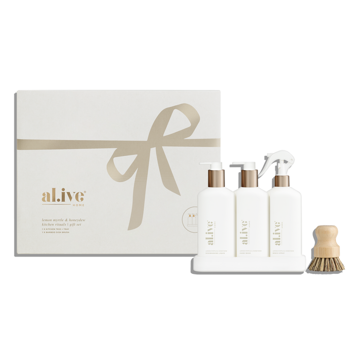 al.ive body Kitchen Rituals Gift Set Lemon Myrtle & Honeydew in white tray