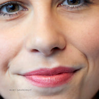 Warm blush pink lipstick shade Ruby Grapefruit

