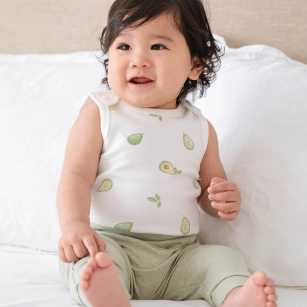 Lummi in Colour Avocado print organic cotton bodysuit
