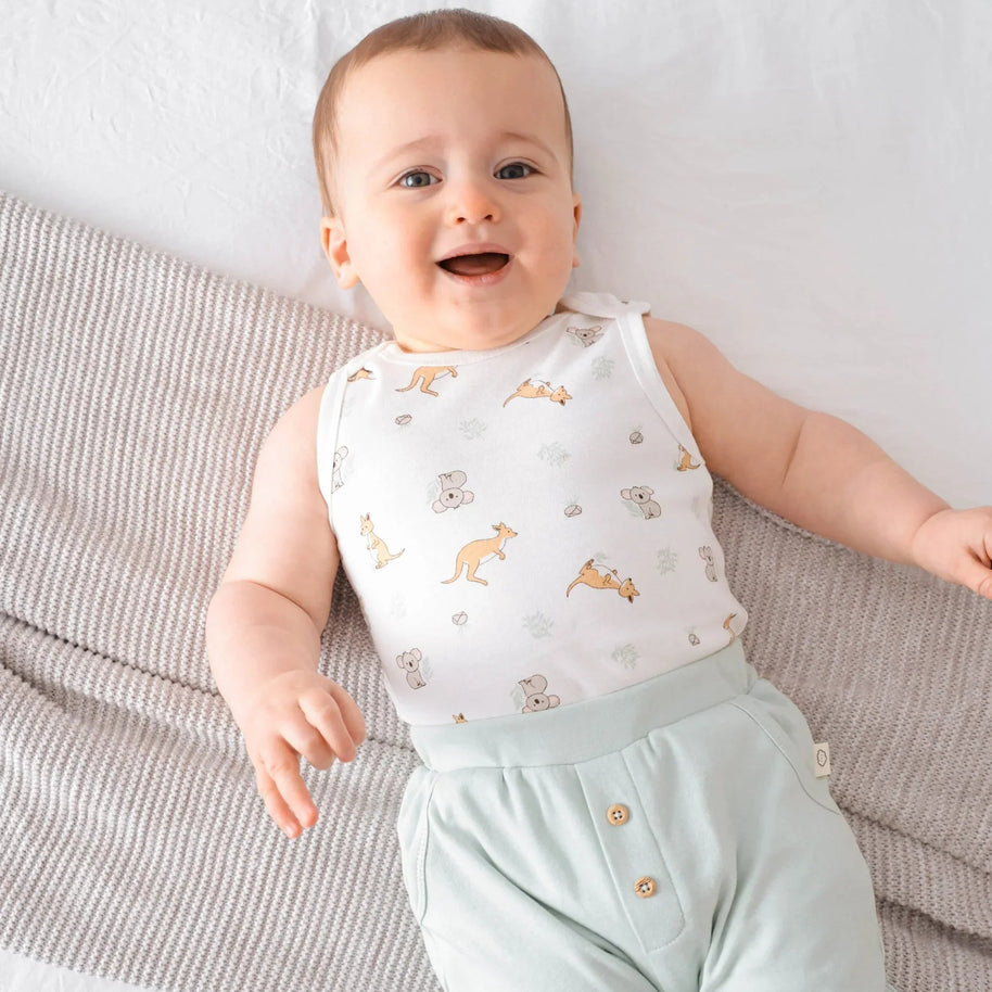 Lummi in Colour Kangaroo & Koala organic cotton bodysuit

