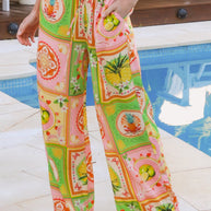 Emma Pants Sunshine Patchwork – Salty Palm wide-leg rayon resort pants