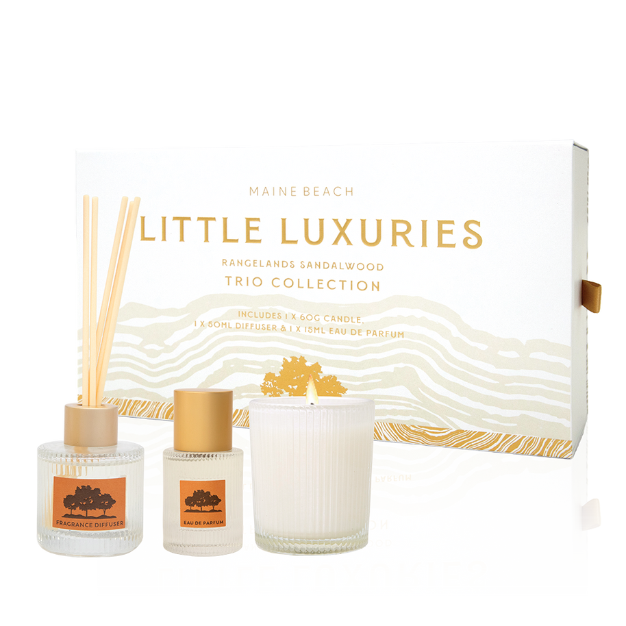 Maine Beach Rangelands Sandalwood Little Luxuries Trio gift set