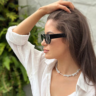 March birthstone aquamarine necklace by Boss + Me