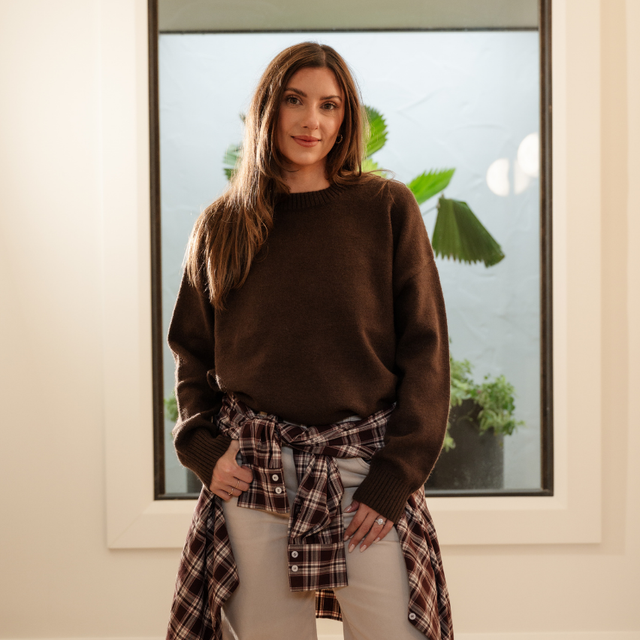 Margot Knit Chocolate relaxed fit womens knitted jumper