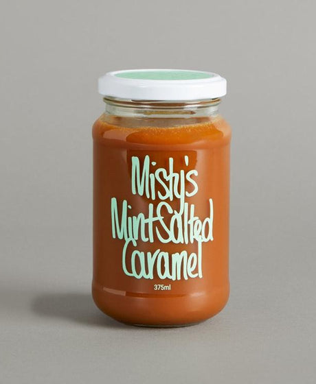 Misty’s Mint Salted Caramel 375 ml jar