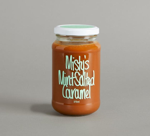 Misty’s Mint Salted Caramel 375 ml jar