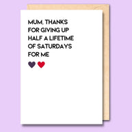 A plain white card that says 