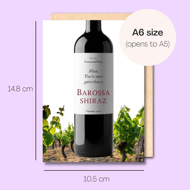 Example showing the size of the card. 14.8cm high x 10.5cm wide