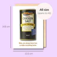 Example showing the size of the card. 14.8cm high x 10.5cm wide