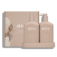 Al.ive Body Wash & Lotion Duo – Apricot & Sweet Fig (500 ml each + Tray)