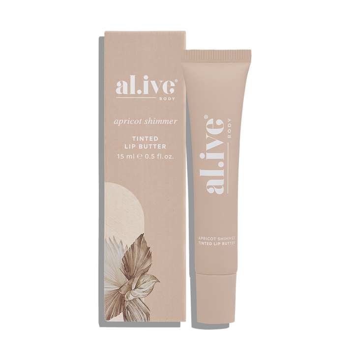 al.ive body Tinted Lip Butter Apricot Shimmer 15 ml tube
