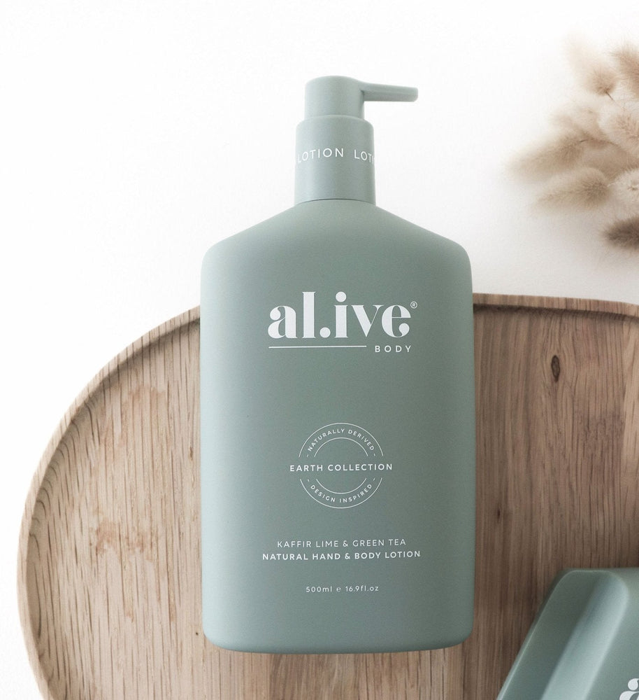 al.ive body Hand & Body Lotion Kaffir Lime & Green Tea bottle