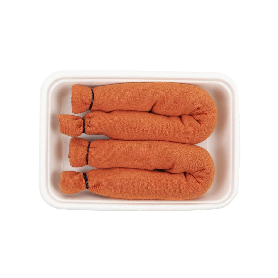 Novelty food themed socks shaped like classic vienna sausages