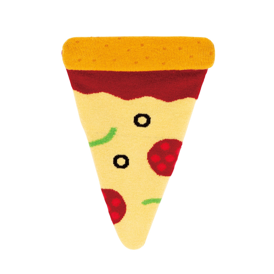 Novelty food themed socks with colourful pizza pattern