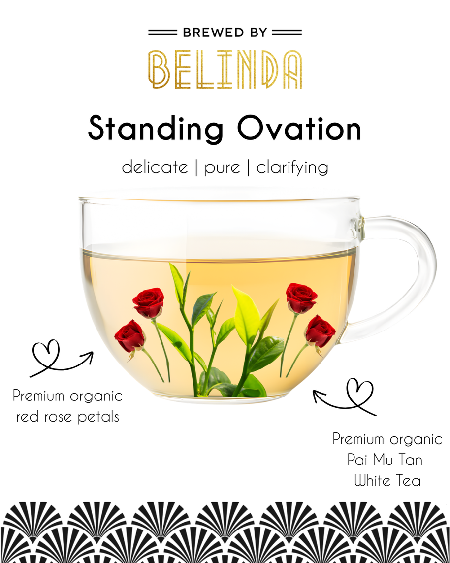 Organic white tea blended with red rose petals
