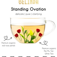 Organic white tea blended with red rose petals
