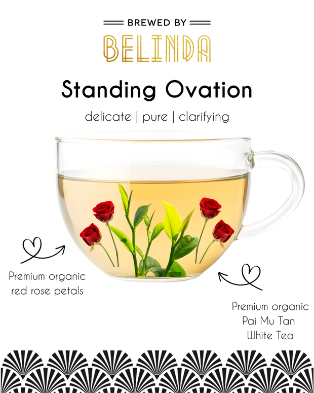 Organic white tea blended with red rose petals
