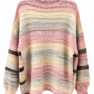 Oversized open front cardigan in multicolour stripe knit