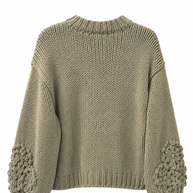 Oversized wool blend jumper with crochet flower cuff detail