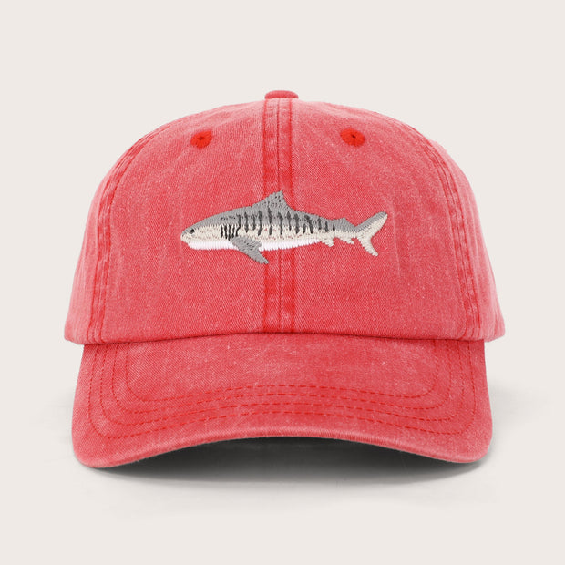 Pallion Point Tiger Shark Lid faded red washed cotton cap