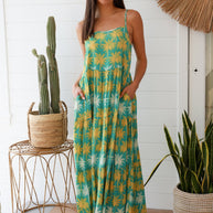Clara Slip Maxi Dress — printed rayon maxi