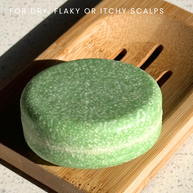 Vegan shampoo bar for itchy, flaky scalps with peppermint and chamomile