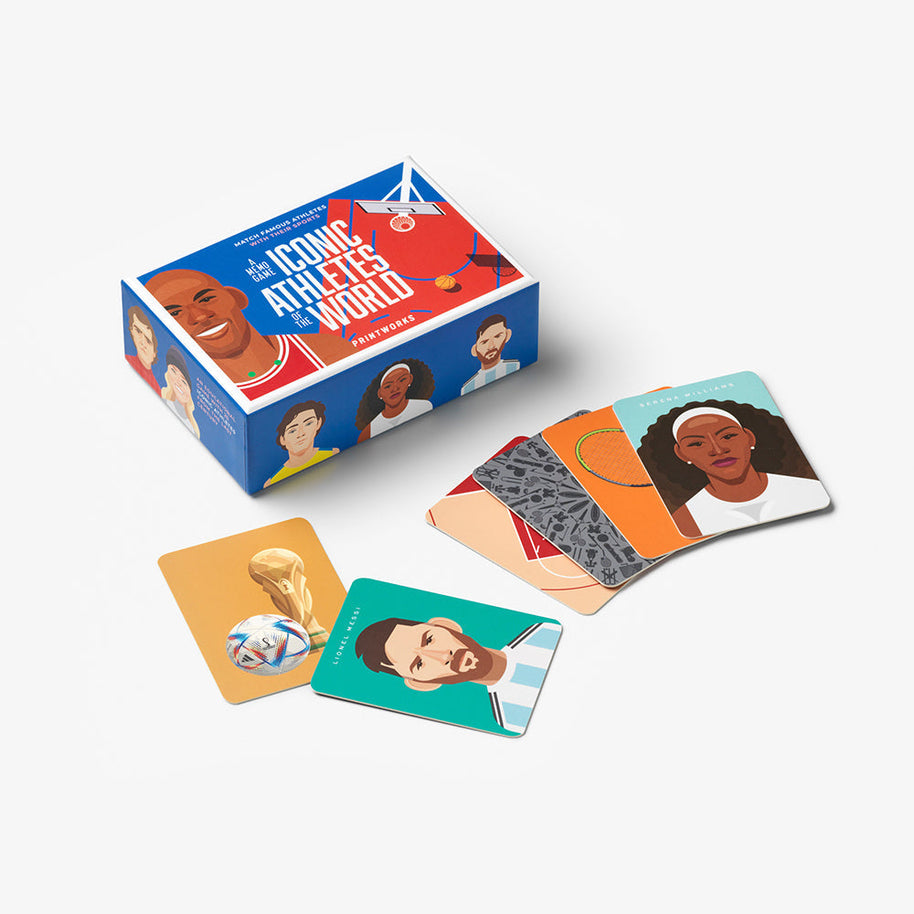 Iconic Athletes matching game with illustrated sports cards