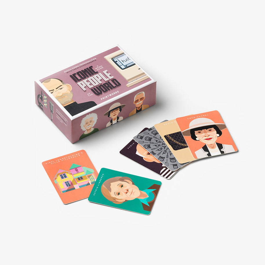 Iconic People matching game with illustrated personality cards