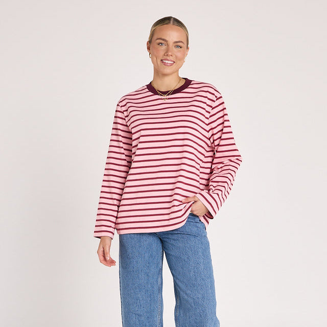 Relaxed fit cotton tee with ribbed neck band