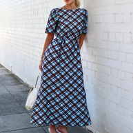 Loretta Dress - Blue Chocolate Check