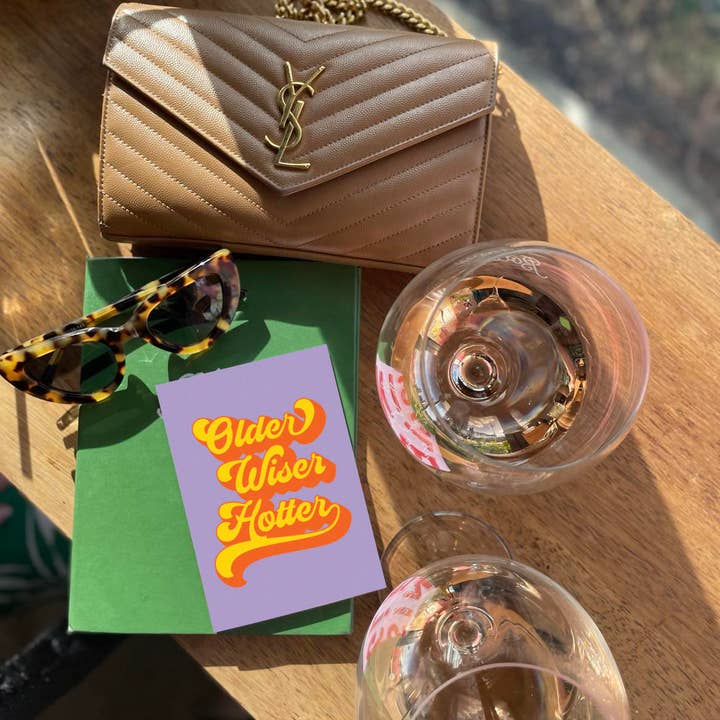 Retro orange and yellow script typography birthday card