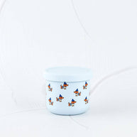 Reusable food-grade silicone kids snack pot with dressed-up dachshund illustration