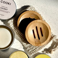 Cooki Haircare Round Bamboo Bar Drainer Dish for shampoo and conditioner bars