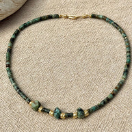 Semi-precious African turquoise necklace with gold plated clasp