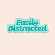 Easily Distracted pastel vinyl sticker in mint and white