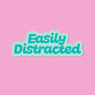 Easily Distracted pastel vinyl sticker in mint and white