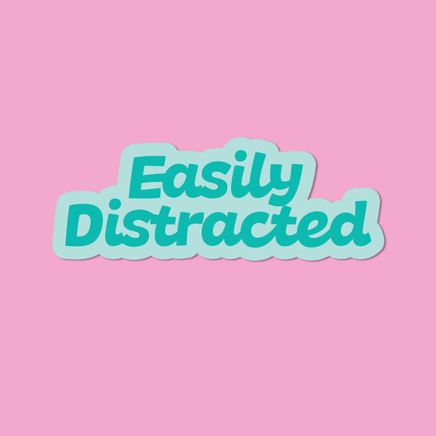 Easily Distracted pastel vinyl sticker in mint and white