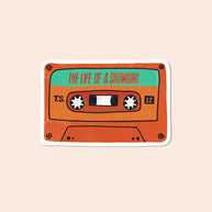 The Bright Co Life of a Showgirl cassette vinyl sticker orange