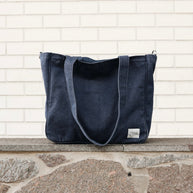Six pocket washed navy cotton canvas tote bag by Array Bags
