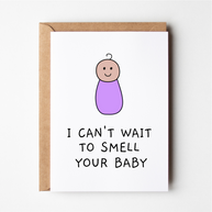 Friends of Henry I Can’t Wait to Smell Your Baby card with cute baby illustration