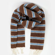 Soft striped fluffy scarf in acrylic wool blend