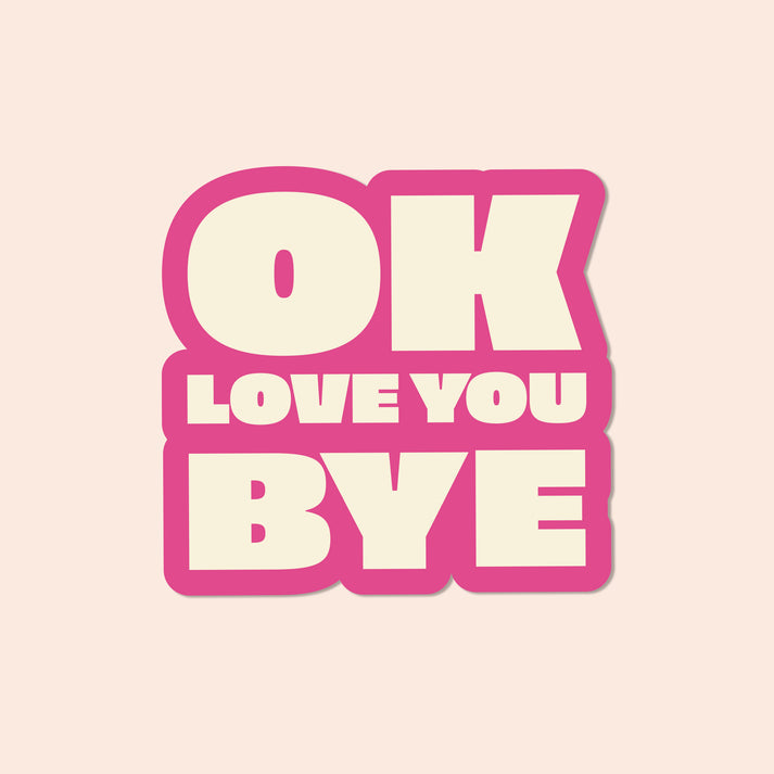 The Bright Co OK Love You Bye vinyl sticker in pink

