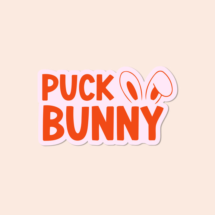 The Bright Co Puck Bunny vinyl sticker with bunny ears design